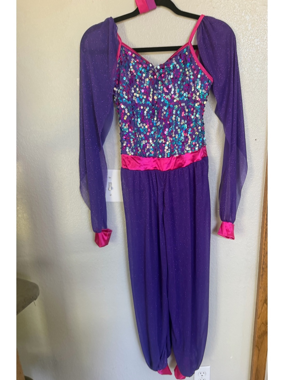 Purple and Pink Sequin Dance One-Piece Costume